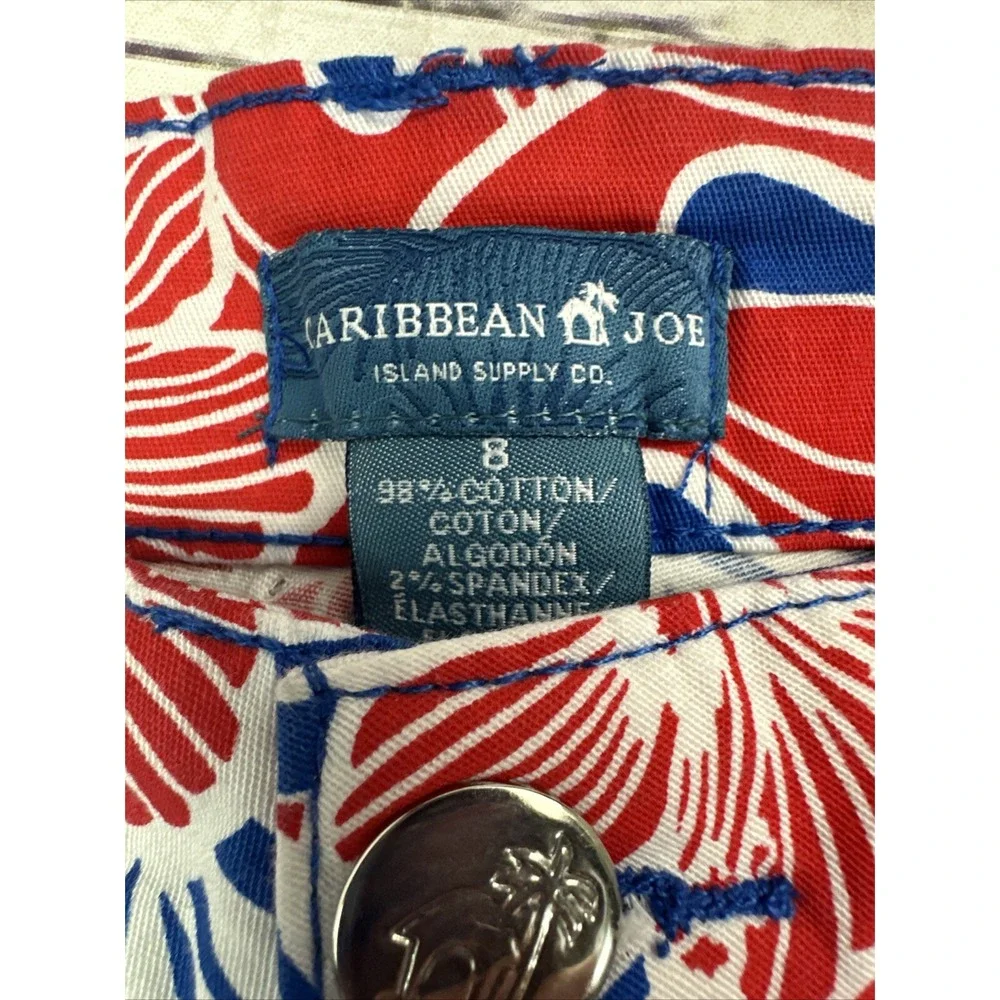 Caribbean Joe Shorts Berry Blue Floral Shorts Womens Size 8 5 inch inseam